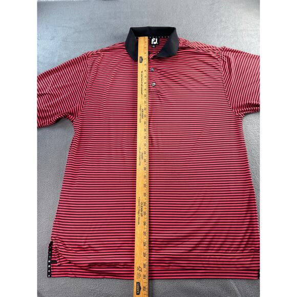 FootJoy FJ Mens Size‎ Large Red Black Striped Stretch Golf Polo Shirt - Picture 4 of 9